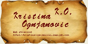 Kristina Ognjanović vizit kartica